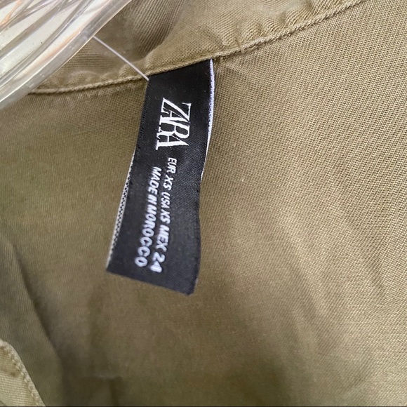 Zara Olive Green Lyocell Mini Shirt Dress - Picture 6 of 8